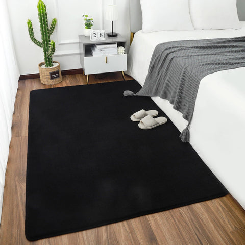 Black Rugs Living Room Carpet Nonslip Bedside Rugs Large Soft Floor Rug Children Game Mat Rectangular Home Decoratio