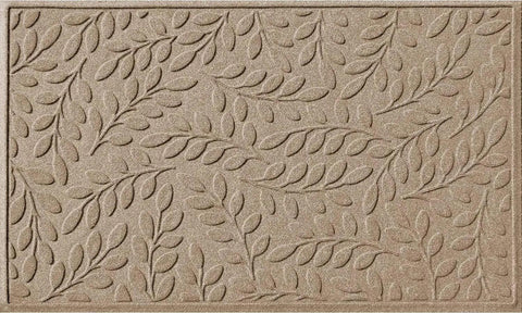 Mat, 2' X 3', Durable and Decorative Floor Covering, Skid Resistant, Indoor/Outdoor, Brittney Leaf Design, Camel, Rug, Mat