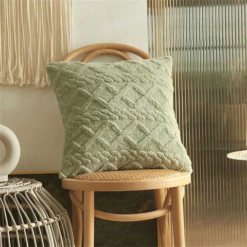 Olanly Twist Knitting Plush Pillow Cover 45x45 Vintage Knitted Pillow Case For Sofa Couch Cushion Cover Plush Pillowcase 50x50cm