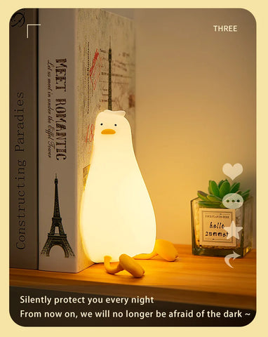 New Adorable and cute rechargeable silicone duck-shaped night light for kids' bedtime - Perfect soft lamp - Lovely portable deco