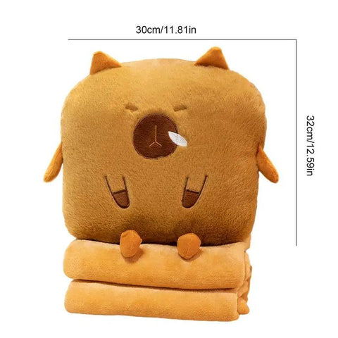 Capybara Pillow Plushies With Blanket Capybara Throw Pillow Stuffed Animals Hand Warmer Comfortable Hugging Pillow For Working