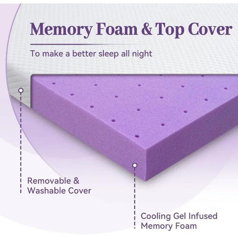 3 Inch Gel Memory Foam Mattress Topper Twin Size, Ventilated High Density Pad for Back Pain, Bed Topper with Removable Soft