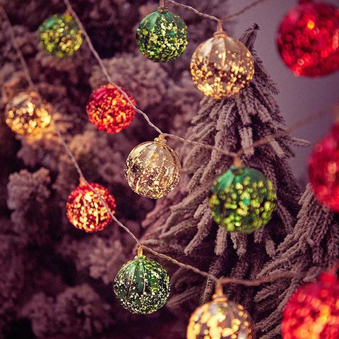 Christmas Ball LED Lights Star Round Xmas Tree Hanging String Lamp Merry Christmas Decorations New Year 2025 Party LED Lights