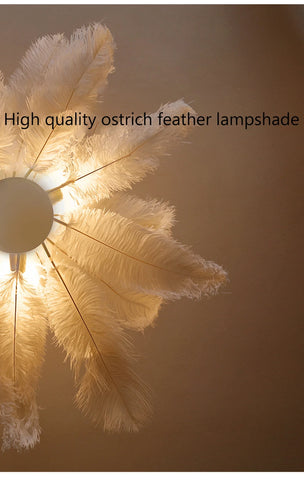 Modern Ostrich Feather Lamp Led Pendant Lights Living Room Home Decor Bedroom Indoor Lighting Chandelier Hanging Light Fixture