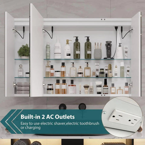 Medicine Cabinets with Mirrors and Led Lights 39.4''x23.6'' Wall Bathroom Mirror with Storage and Charging Station Wall Mounted