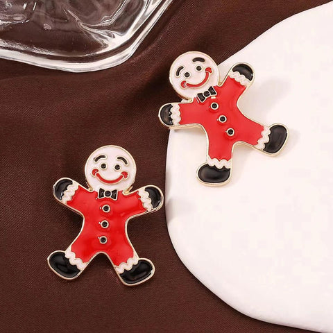 Sweet Christmas Gingerbread Man Earrings 2024 New Year Gifts