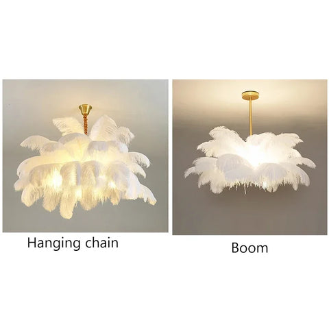 Modern Ostrich Feather Lamp Led Pendant Lights Living Room Home Decor Bedroom Indoor Lighting Chandelier Hanging Light Fixture