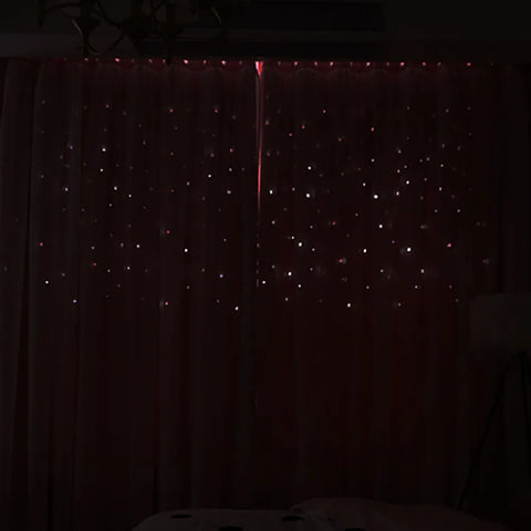 Bright Double Layer Blackout Star Hollow Curtains with Lace Tulle Fabric for Home Living Room Bedroom Window Decor