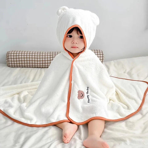 Children's Bathrobe Polyester Baby Soft Skin Absorbent Quick Drying Hooded Bath Towel Cartoon Frog  Air Conditioning Blanket