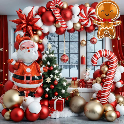 111Pcs Christmas Balloon Garland Arch Red Green Christmas Decorations Santa Claus Elk Balloon New Year Party Supplies Globos