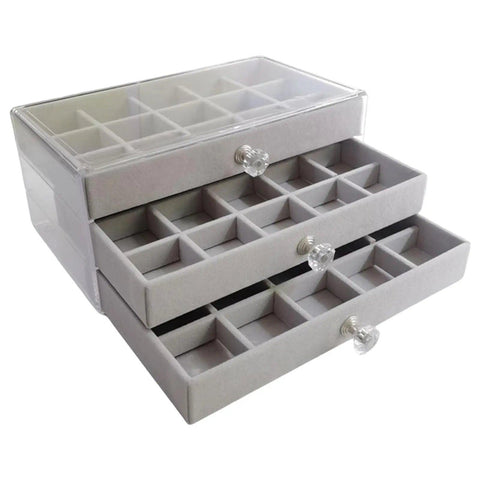 Portable Jewelry Box Display Organizer Large Capacity Earring Necklace Ring Storage Case Holder with 3 Layers for Women Girls