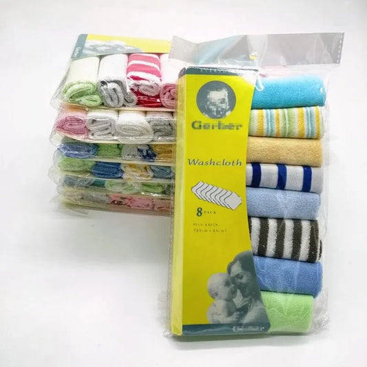 8 Pieces of Baby Bath Towel Soft Face Natural Cotton Feeding Absorbent Small Handkerchief Bib Saliva Towel Baby Shower Gift