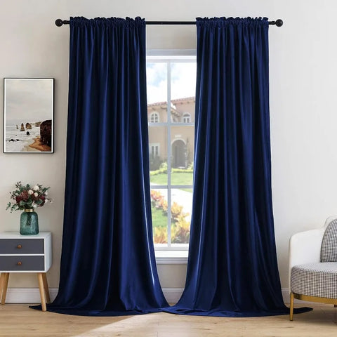 Curtains Thermal Insulated Blackout Curtain Drapes for Bedroom Living Room Darkening  Long Curtains Panels Rod Pocket Set of 2