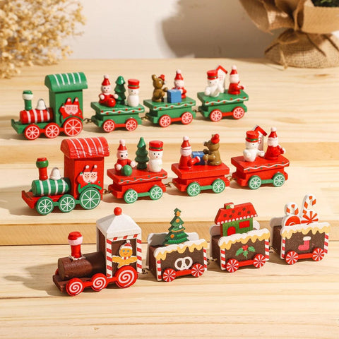 Christmas Wooden Train Merry Christmas Ornaments Christmas Decorations For Home Xmas Tree Decor Noel Navidad New Year Gifts