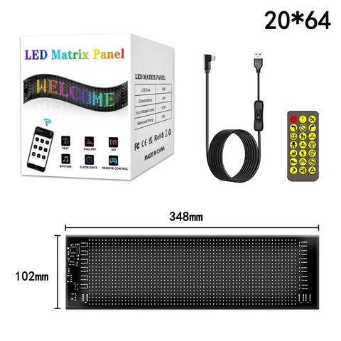 LED Matrix Pixel Panel, Scrolling Bright Advertising LED Signs, Flexible USB 5V LED Car Sign Bluetooth App Control