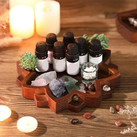 Wooden Crystal Storage Holder Crystal Stone Storage Tray Warm Texture Crystal Organizer Bowl For Keys Aromatherapy Oils Jewelry