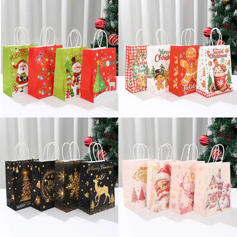 Christmas Santa Claus Snowflake Kraft Paper Handbag Marry Christmas Party Decor For Home 2024 Navidad Natal Noel New Year 2025