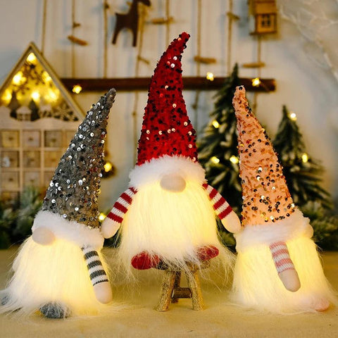 Glowing Dwarf Doll 2024 Children's Gifts Xmas Christmas Decorations 30cm Christmas Elf Doll Gnome With Led Light For Home