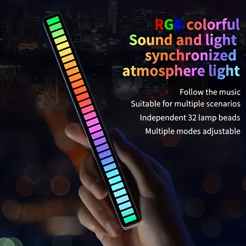 RGB Pickup Light Music Rhythm Lights Upgraded USB Rechargeable Model Christmas Decoration Desktop RGB Light Bar Music Rhythm