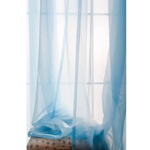 Blue Voile Sheer Curtains For Living Room 2 Panels Rod Pocket Light Filtering Window Drapes Sky Blue Sheer Curtain Bedroom