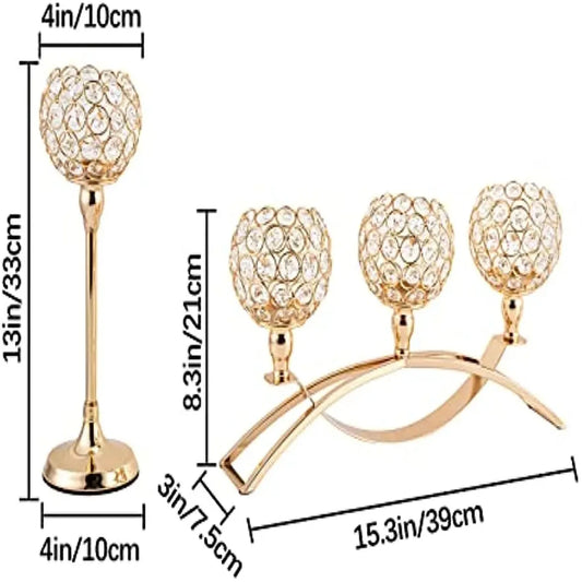 Elegant Gold Candle Holders for Table Centerpieces - Tealight Candlestick, Candelabra Stand with 3 Arms, Perfect for Your Living