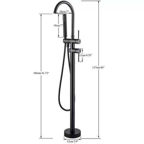 Black Floor Mounted Bath Tub Faucet Clawfoot Free Standing Bath Mixer Tap with Handshower Single Lever Bathtub Faucet