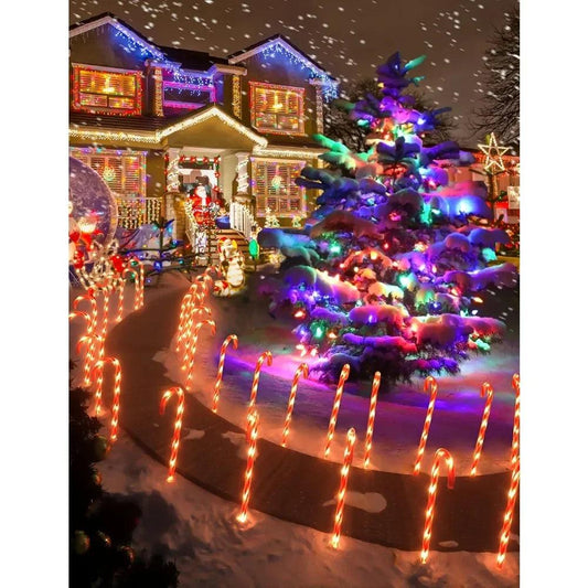 28" Christmas Candy Cane Pathway Markers, Set of 12 Pack Christmas Outdoor Decorations Pathway Lights with 72 Warm Lights