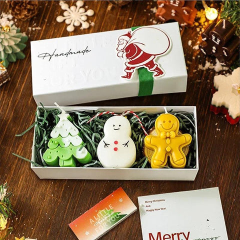 3pcs Set Christmas Shaped Scented Candle Handmade Aesthetic Cute Deer Aroma Soy Wax Cute Decorative Large Candle Holders Pillar