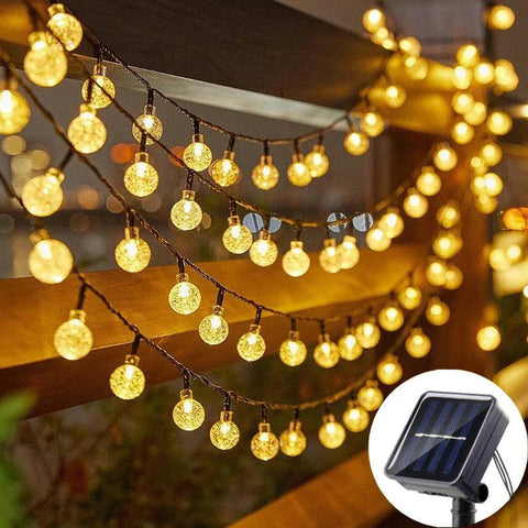 Solar Crystal Globe LED String Lights LED 8 Lighting Modes IP65 Fairy Light Christmas Garland For Garden Party Decor 1pc/2pcs