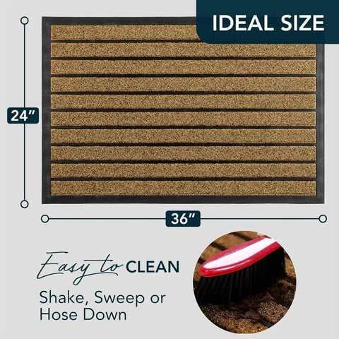 Ultra durable door mat, anti fouling outdoor welcome mat, non slip, (36 "x 24", bright brown)