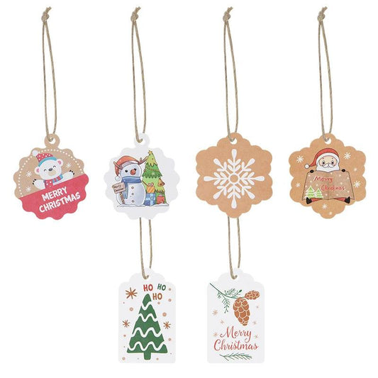 100PCS Merry Christmas Labels Kraft Paper Hanging Tag Cards Christmas Gift Wrapping Supplies New Year Gifts Decoration Ornaments