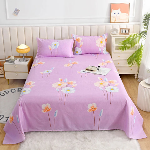 Red Flower Printed Flat Bed Sheets for Double Bed Single/Queen/King Reactive Printed Top Sheets for Beds sabanas cama 150x200