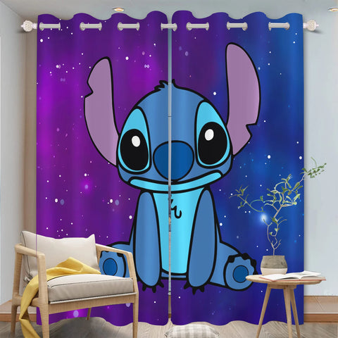 Disney Stitch Cartoon Curtain 3D Print Bedroom Living Room Window Blackout Partition Style Home Decoration