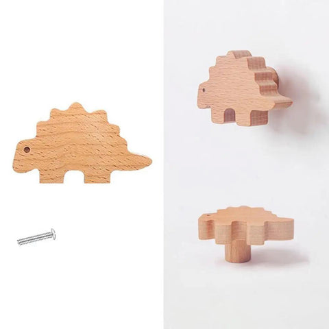 Wooden Animal Drawer Knobs Dinosaur Wooden Drawer Dresser Knobs For Baby Unique Wood Knob Delicate Bedroom Decorative Drawer