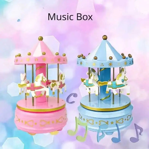 1pc Luxury Carousel Music Box 4 Horses Rotate Rotation Romantic Luxury Carousel Toys Handwork Music Box Gifts