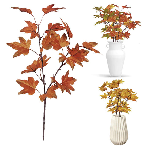 Artificial Leaves Kitchen Fall For Home Maple Stems Thanksgiving Leaves Outdoor Decor Branch Vase Flowers Artificial Tall