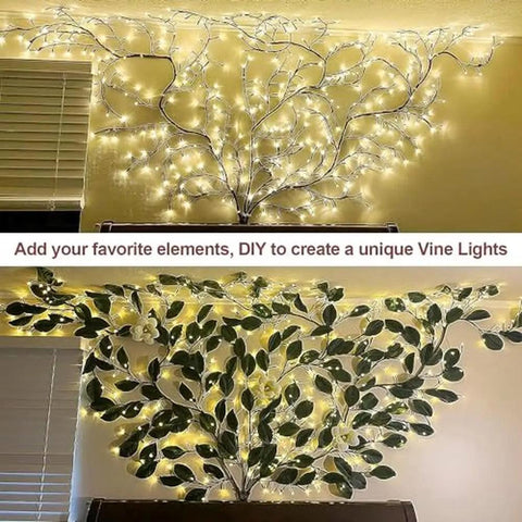 Christmas Swags Decorations Indoor Walls Decor Artificial Plants Tree Branches 144 LEDs Lighted Willow Vine Branch Rustic Modern