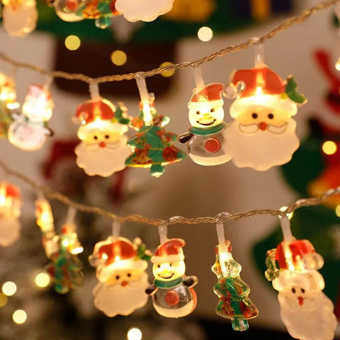 Christmas Lights String Santa Claus Snowman Battery-operated Garland LED Christmas Decorative Light Party New Year's Decor