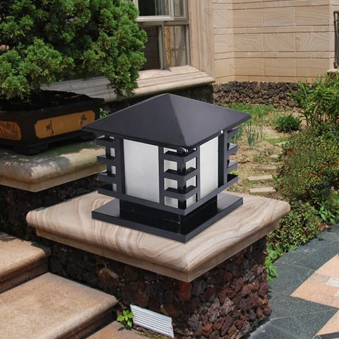 Retro Pillar Light Garden Waterproof Light Patio Yard Gate Outdoor Landscape Lantern Column Post Lamp Decor Black