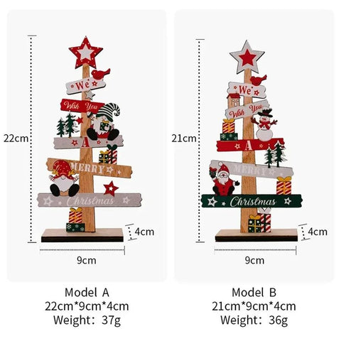 Christmas Desktop Tree Santa Claus DIY Decoration Wooden Christmas Signs Plaque Xmas Decoration 2024 New Years Party Gifts