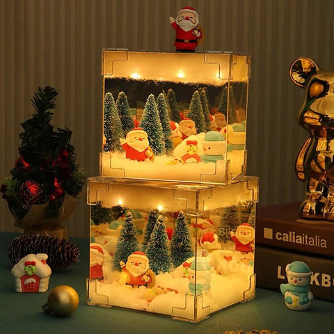 DIY Christmas Nightlight Material Pack LED Handmade Luminous Magic Cube Christmas Santa Claus Desktop Decorative Craft Gift