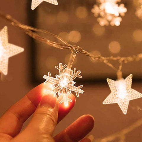 3M Christmas Lights LED Snowflake String Lights Xmas Fairy Light Lamp For Home New Year Party Supplies Christmas Tree Decor