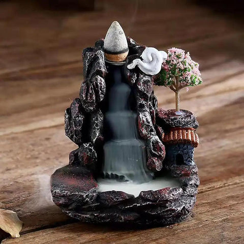 Waterfall Backflow Incense Burner Resin Backflow Incense Burner Candle Innovative Tower Incense Aromatherapy For Home Decoration