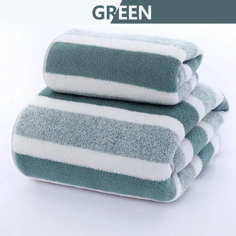 Striped Pattern Towel Set Soft Hand Towel Bath Towel Quick Drying Absorbent Towels For Bathroom