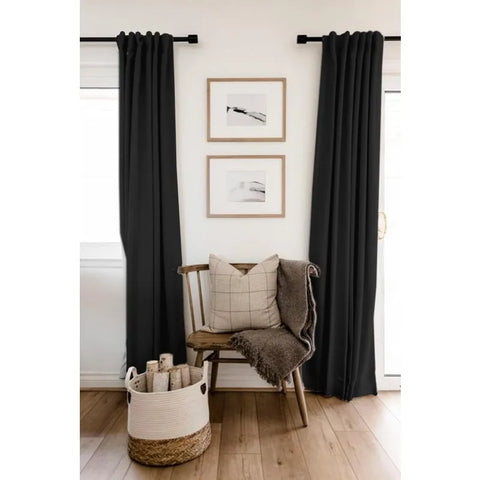 100% Blackout Shield Linen Blackout Curtains for Bedroom 96 Inches Long,Back Tab/Rod Pocket Living Room Drapes,