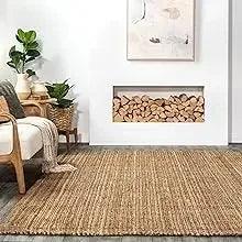 nuLOOM Ashli Solid Farmhouse Jute Area Rug, 8x10, Off-white