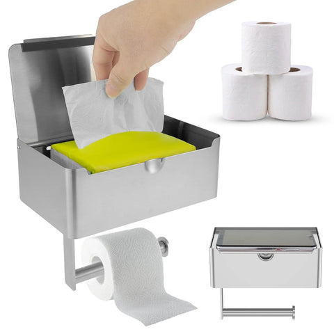 Toilet Paper Holder Stainless Steel Bathroom Roll Holder with Storage Box Wall Mounted WC Paper Phone Holders Home Towel Holder