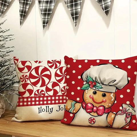 Christmas Gingerbread man pillowcase Merry Christmas Pillow Case suitable for home room Sofa cushion cover Friend gift