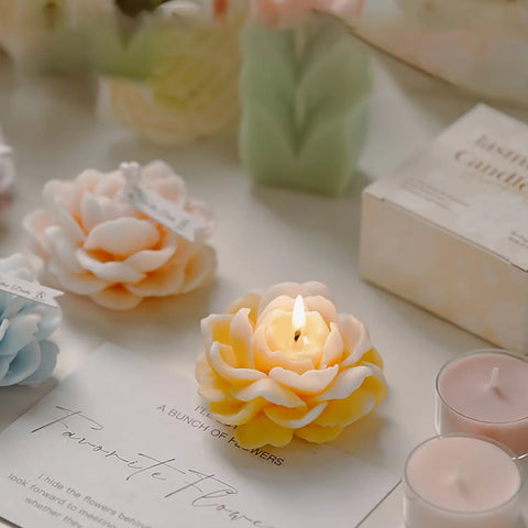 Luxury  Decoration Candle Jasmine Flower Shaped Scented Candle Room Valentines Day Creative Guest Gift Aromatherapy Candles