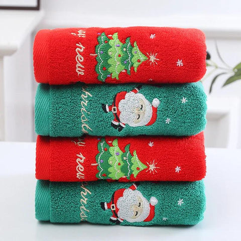 1PC 35*75cm Bathroom Towel Coral Fleece Absorbent Microfiber Christmas Tree Santa Embroidery Face Towels Bath Towel  Xmas Gifts